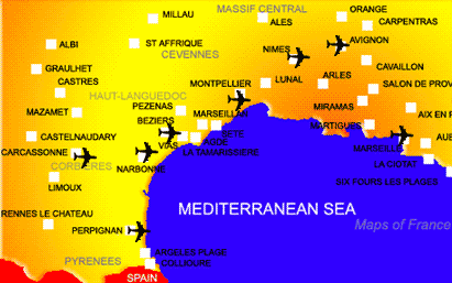 Broad location map for our property for sale in Pezenas